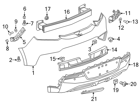 2017 Chevy Volt Absorber, Rear Bumper Fascia Energy Diagram for 23208334