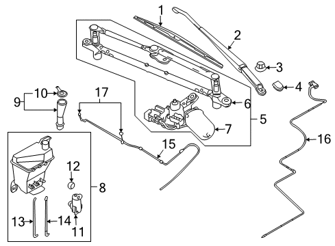 2009 Chevy Aveo5 Windshield - Wiper & Washer Components Diagram