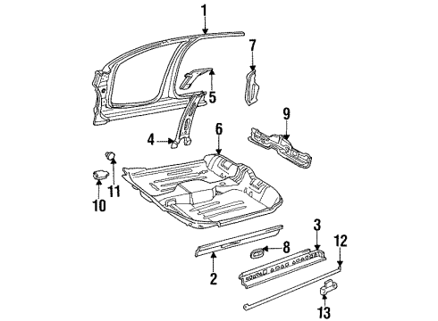 1996 Oldsmobile Achieva Body Side Panel & Frame, Pillar, Body Diagram