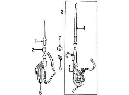 1992 Oldsmobile Achieva Bezel, Radio Antenna Diagram for 16178273