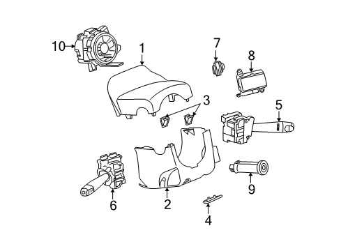 2007 Saturn Ion Shroud, Switches & Levers Diagram 1 - Thumbnail