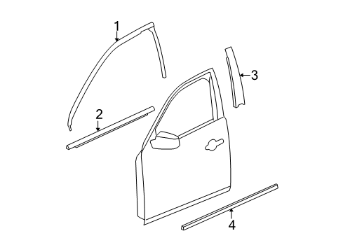 2007 Buick Lucerne Molding Assembly, Front Side Door Window Upper Reveal Diagram for 15906547