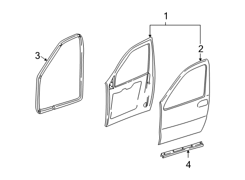 2005 Chevy Uplander Front Door, Body Diagram