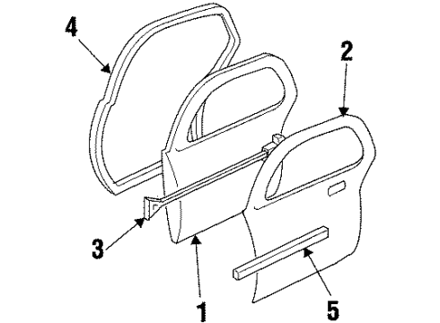 2001 Oldsmobile Intrigue Weatherstrip,Rear Side Door Auxiliary *Beige Diagram for 12459809