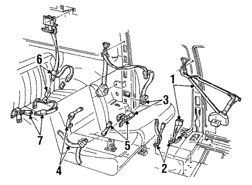 1997 GMC K1500 Suburban Seat Belt, Body Diagram