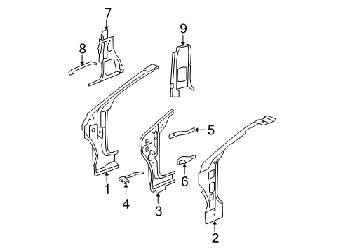 2009 Pontiac G6 Panel Assembly, Body Lock Pillar Outer Diagram for 15863785