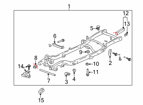 2005 Chevy Avalanche 2500 Frame & Components Diagram