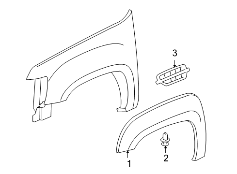 2009 Cadillac Escalade Exterior Trim - Fender Diagram 2 - Thumbnail