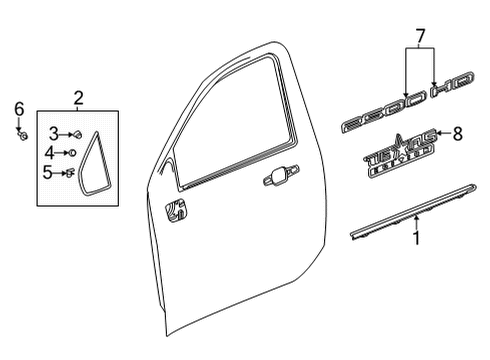 2021 Chevy Silverado 2500 HD Exterior Trim - Front Door Diagram 2 - Thumbnail