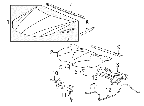 2005 Pontiac Grand Prix Hood & Components, Body Diagram