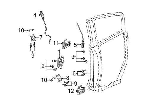 2004 Saturn Ion Rear Side Door Latch Assembly Diagram for 22721141