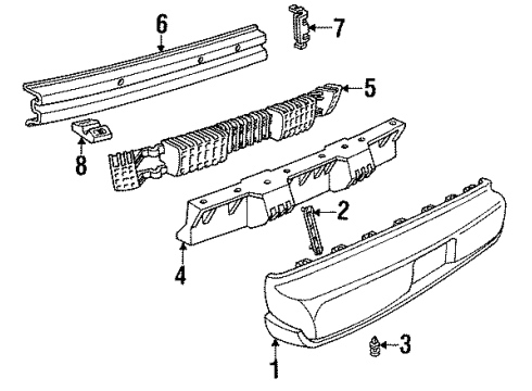 1991 Pontiac Firebird Rear Bumper Cover Diagram for 10118530