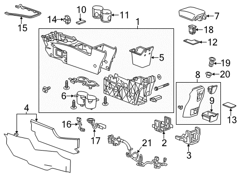 2017 Buick Verano Bracket Assembly, Front Floor Console Front Diagram for 13258356