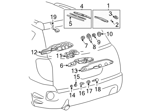 2005 Pontiac Vibe Wiper,Rear Window(Insert) Diagram for 88969935