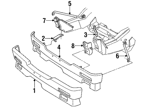 1992 GMC Sonoma Brace, Front Bumper Imp Bar Diagram for 15976629