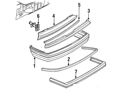 1988 Chevy Corsica Rear Bumper Cover Diagram for 10115104