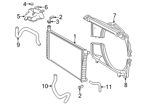 1997 GMC Savana 1500 Radiator & Components Diagram 1 - Thumbnail