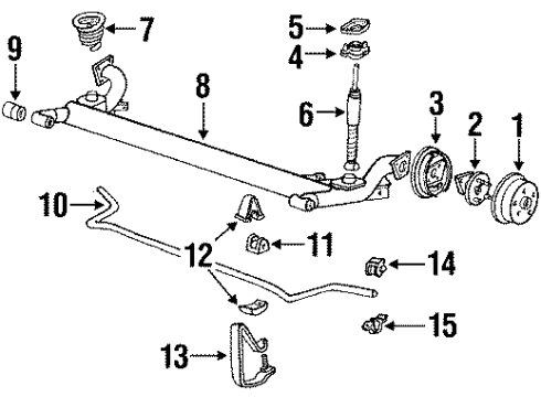 1988 Chevy Beretta Spacer, Rear Stabilizer Insulator Cla Upper Diagram for 14089784