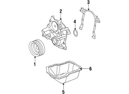 1989 Buick Century Engine Parts, Mounts, Cylinder Head & Valves, Camshaft & Timing, Oil Pan, Oil Pump, Crankshaft & Bearings, Pistons, Rings & Bearings Diagram