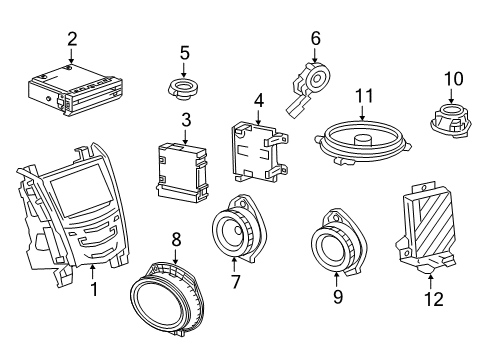 2015 Cadillac ATS Speaker Assembly, Radio Front Side Door Diagram for 22916924