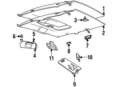 1997 Cadillac Seville Interior Trim - Roof Diagram