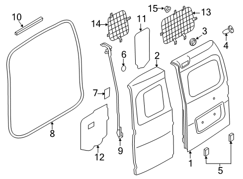 2018 Chevy City Express Door,Rear Diagram for 19317139