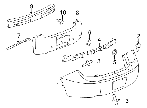 2006 Chevy Cobalt Rear Primered Bumper Cover Diagram for 12336079