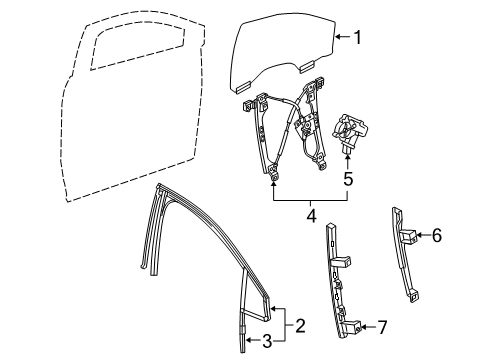 2020 Cadillac XT5 Front Door - Glass & Hardware Diagram