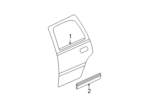 2002 GMC Sierra 2500 Molding Assembly, Rear Side Door *Chrome Diagram for 15001885