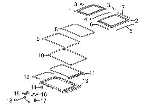 2017 Buick Envision Seal, Sun Roof Window Rear Diagram for 22967977