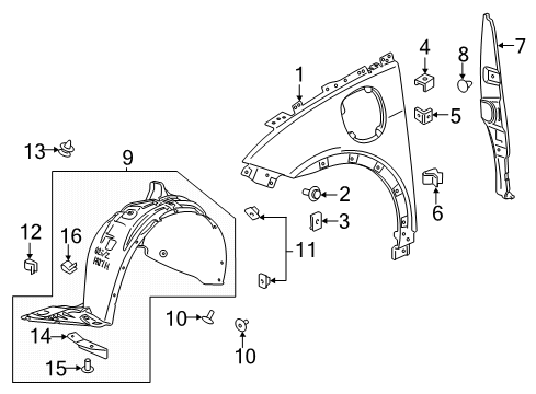 2022 Chevy Bolt EV Fender & Components Diagram 2 - Thumbnail