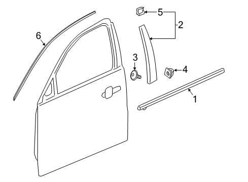 2018 Buick Regal TourX Molding Assembly, Front Side Door Window Upper Reveal Diagram for 13463857