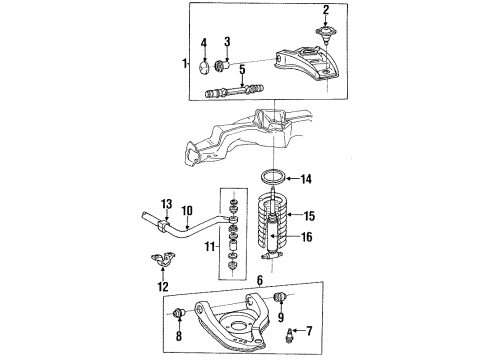 1994 Chevy Caprice Front Suspension, Control Arm Diagram 1 - Thumbnail