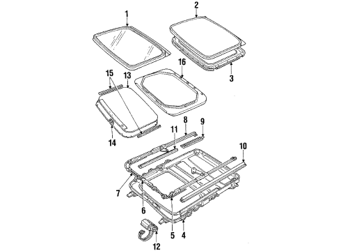 1985 Oldsmobile Custom Cruiser Weatherstrip,Sun Roof Window Diagram for 20091369