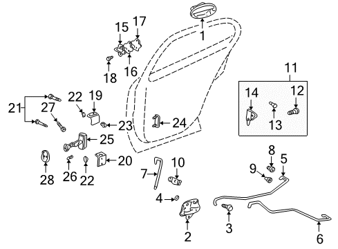 2002 Pontiac Bonneville Door & Components Diagram