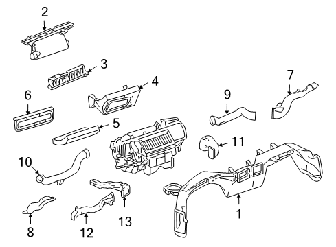 2006 Cadillac XLR Bracket Assembly, Air Distributor Duct Diagram for 10331332