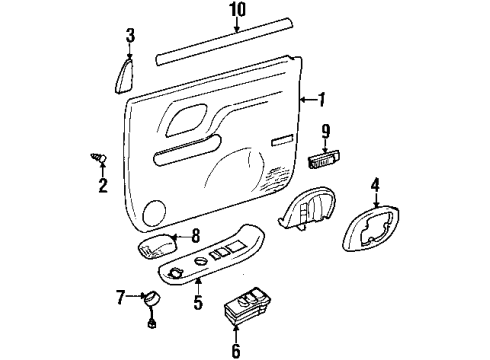 1999 Cadillac Escalade Interior Trim - Front Door Diagram