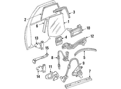 1990 Pontiac Grand Prix Channel, Rear Side Door Window Front Diagram for 10144857