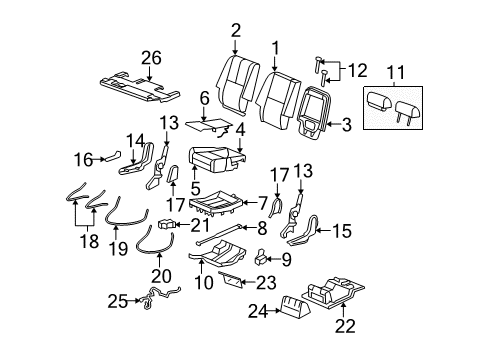 2014 GMC Yukon XL 1500 Rear Seat Components Diagram 3 - Thumbnail