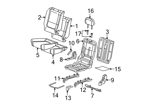 2007 Chevy Malibu COVER, Rear Seat Back Diagram for 15146358