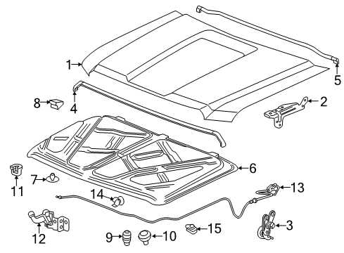 2016 GMC Sierra 1500 Hood & Components, Body Diagram