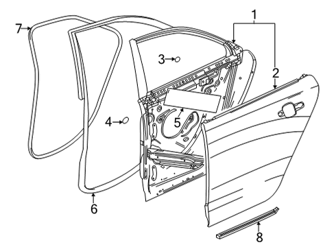 2020 Cadillac CT4 WEATHERSTRIP ASM-RR S/D (DR SI) Diagram for 84947752