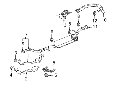 2009 Hummer H3T Exhaust Components Diagram 2 - Thumbnail