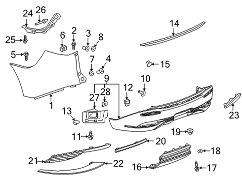 2022 Buick Enclave Bolt,Front Wheelhouse Liner Diagram for 11547420