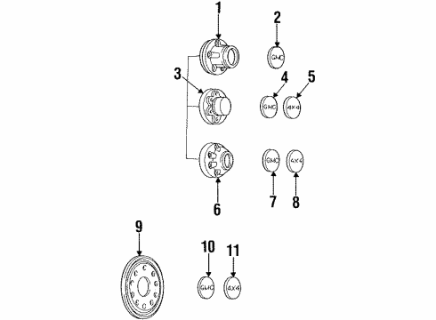 1990 GMC C2500 Wheels, Covers & Trim Diagram 3 - Thumbnail