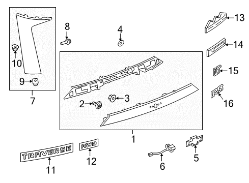 2023 Chevy Traverse Exterior Trim - Lift Gate Diagram