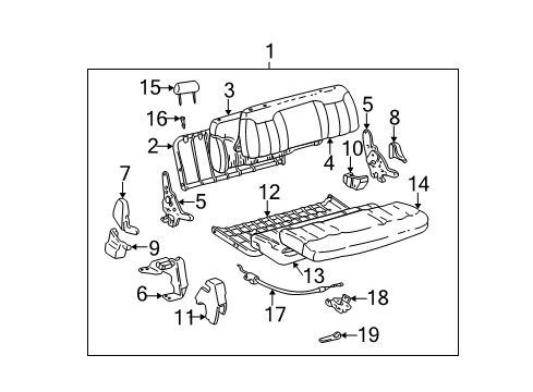 1999 Chevy K1500 Pad,Rear Seat Cushion Diagram for 12382165