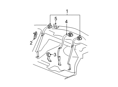 2007 Saturn Aura Rear Seat Belts Diagram 1 - Thumbnail