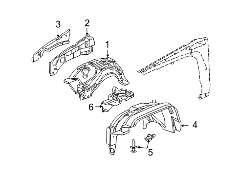 2006 Hummer H3 Extension,Front Compartment Side Rail To Front Panel Diagram for 25813854