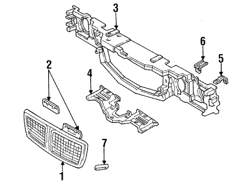 1990 Pontiac Grand Am Bracket, Headlamp & Radiator Grille Mount Panel Diagram for 22534340